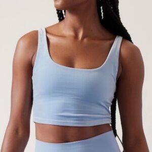 New! Athleta Velvet Cut Out Cropped Top A-C Cup w/ Built in Bra,  Blue M